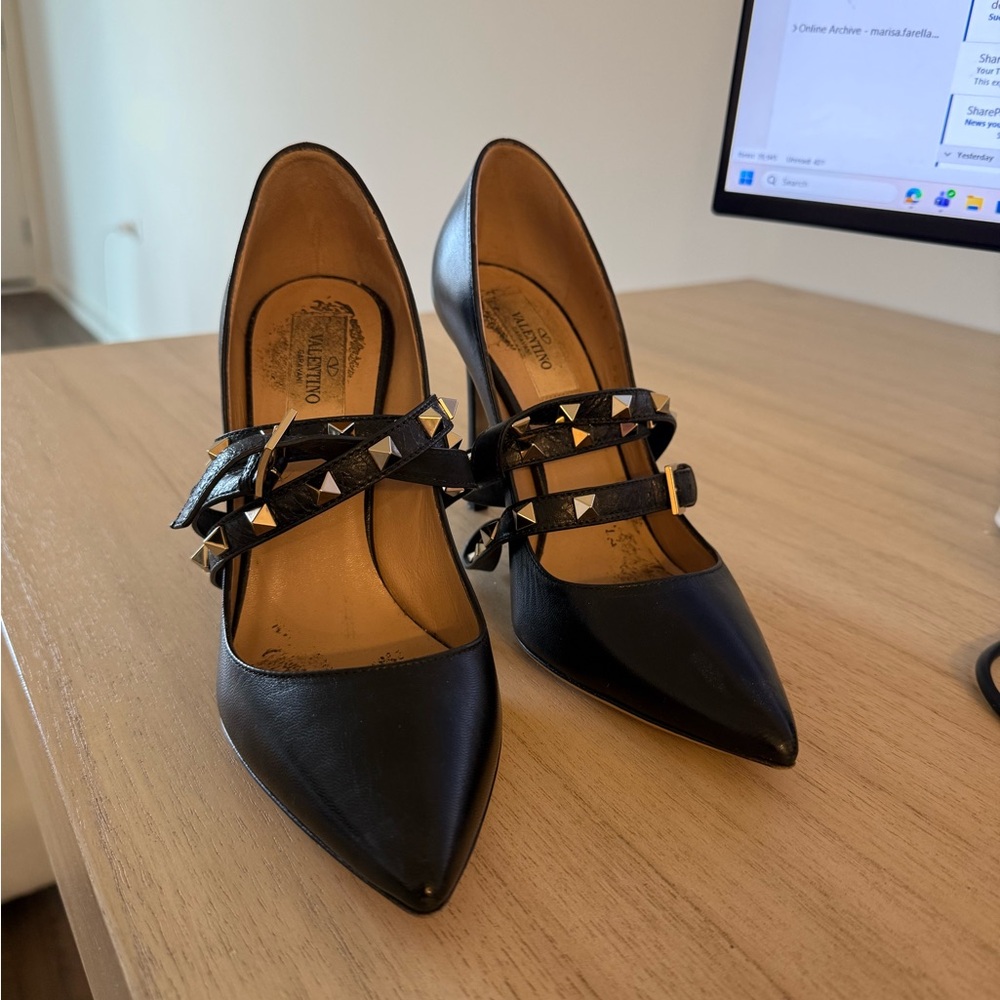 Valentino Black Heels with Studded Straps